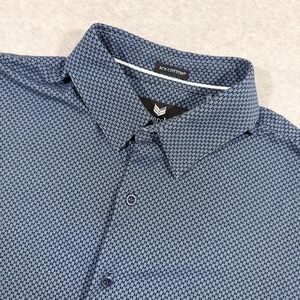 Buttercloth Button Down Mens XL Blue  Icy Cotton Regular Fit Geometric